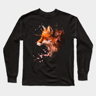 Enchanting Mystery Fox And Flowers Long Sleeve T-Shirt